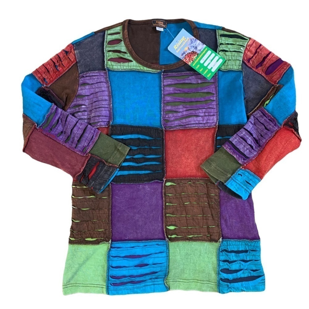 Rising International Patchwork 100% Cotton Top Size XXL See Measurements